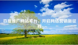百度推广网站平台，开启网络营销新征程