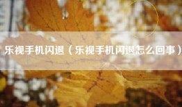 乐视手机闪退（乐视手机闪退怎么回事）
