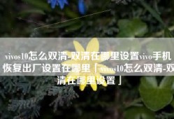 vivos10怎么双清-双清在哪里设置vivo手机恢复出厂设置在哪里「vivos10怎么双清-双清在哪里设置」