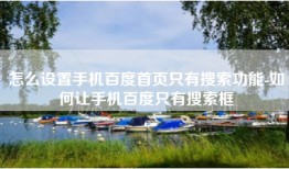 怎么设置手机百度首页只有搜索功能-如何让手机百度只有搜索框