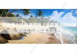手机输入法快捷短语（手机输入法快捷短语怎么用按键发出来）