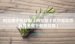 同花顺手机炒股（同花顺手机炒股软件官方免费下载同花顺）