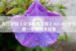九江学院《化学反应工程》2021-2022学年第一学期期末试卷