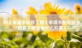 网上申请手机号（网上申请手机号码卡恶意下单会有什么后果）