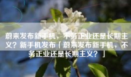 蔚来发布新手机，不务正业还是长期主义？新手机发布「蔚来发布新手机，不务正业还是长期主义？」