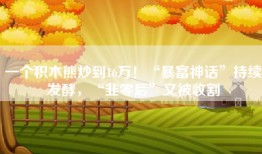 一个积木熊炒到16万！“暴富神话”持续发酵，“韭零后”又被收割