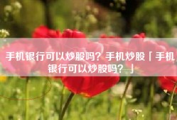 手机银行可以炒股吗？手机炒股「手机银行可以炒股吗？」