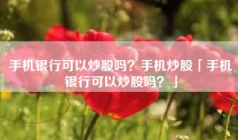手机银行可以炒股吗？手机炒股「手机银行可以炒股吗？」