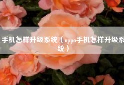 手机怎样升级系统（oppo手机怎样升级系统）