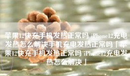 苹果12快充手机发热正常吗 iPhone12充电发热怎么解决手机充电发热正常吗「苹果12快充手机发热正常吗 iPhone12充电发热怎么解决」