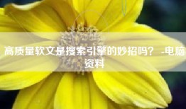 高质量软文是搜索引擎的妙招吗？ -电脑资料