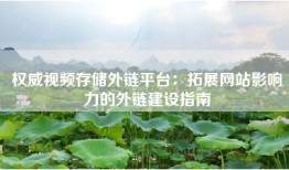 权威视频存储外链平台：拓展网站影响力的外链建设指南