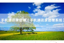 手机通讯录管理（手机通讯录管理系统）