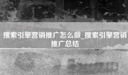 搜索引擎营销推广怎么做_搜索引擎营销推广总结