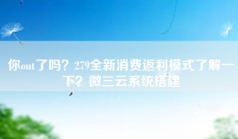 你out了吗？279全新消费返利模式了解一下？微三云系统搭建