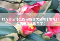 群龙什么什么四字成语大全集【群龙什么成语大全四个字】