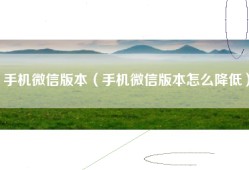 手机微信版本（手机微信版本怎么降低）