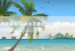 抖音蓝v认证600元不通过 2024技术攻略!(超好用)