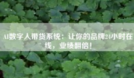 AI数字人带货系统：让你的品牌24小时在线，业绩翻倍！