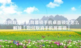 如何取消手机屏幕锁手机桌面锁定怎么解除「如何取消手机屏幕锁」