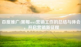 百度推广(黑帽seo)营销工作的总结与体会，开启营销新征程