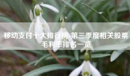 移动支付十大排行榜-第三季度相关股票毛利率排名一览