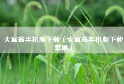 大富翁手机版下载（大富翁手机版下载苹果）