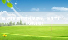 短视频矩阵系统开发流程，源头工厂OEM搭建开发！
