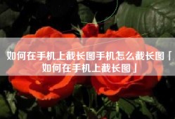 如何在手机上截长图手机怎么截长图「如何在手机上截长图」