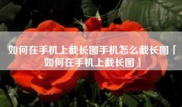如何在手机上截长图手机怎么截长图「如何在手机上截长图」