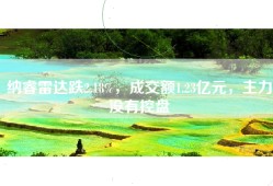 纳睿雷达跌2.18%，成交额1.23亿元，主力没有控盘