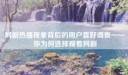 网剧热播现象背后的用户喜好调查——你为何选择观看网剧