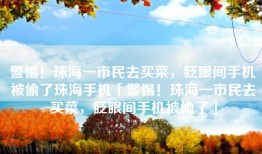 警惕！珠海一市民去买菜，眨眼间手机被偷了珠海手机「警惕！珠海一市民去买菜，眨眼间手机被偷了」