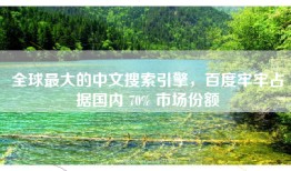 全球最大的中文搜索引擎，百度牢牢占据国内 70% 市场份额