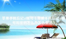 苹果手机忘记id账号（苹果手机忘记id账号和密码怎么办怎么激活）