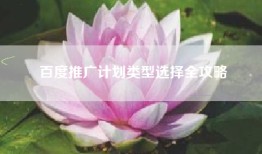 百度推广计划类型选择全攻略