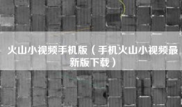 火山小视频手机版（手机火山小视频最新版下载）
