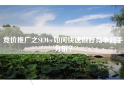 竞价推广之SEMer如何快速做好竞争对手分析？