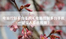 电脑控制多台手机（电脑控制多台手机一键买入卖出股票）