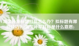 淘宝补单标题打乱怎么办？拟标题有哪些技巧？(淘宝补单打标是什么意思)