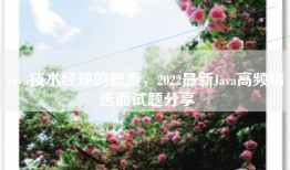 java技术经理的职责，2022最新Java高频精选面试题分享