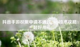 抖音手游权限申请不通过 2024技术攻略!(超好用)