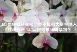 12.9犀牛财经早报：岁末机构大资金涌入红利资产 TikTok将寻求临时禁制令