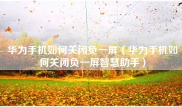华为手机如何关闭负一屏（华为手机如何关闭负一屏智慧助手）