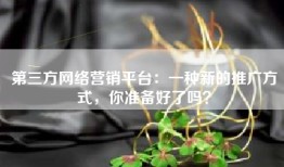 第三方网络营销平台：一种新的推广方式，你准备好了吗？