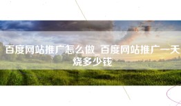 百度网站推广怎么做_百度网站推广一天烧多少钱