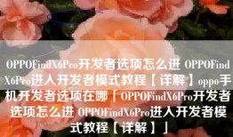 OPPOFindX6Pro开发者选项怎么进 OPPOFindX6Pro进入开发者模式教程【详解】oppo手机开发者选项在哪「OPPOFindX6Pro开发者选项怎么进 OPPOFindX6Pro进入开发者模式教程【详解】」