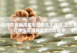 怎样在百度搜索里面看见关键词_怎么看百度关键词被搜索的比较多