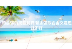 赖志强的寓意解释,赖志强取名含义意思好不好