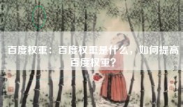 百度权重：百度权重是什么，如何提高百度权重？